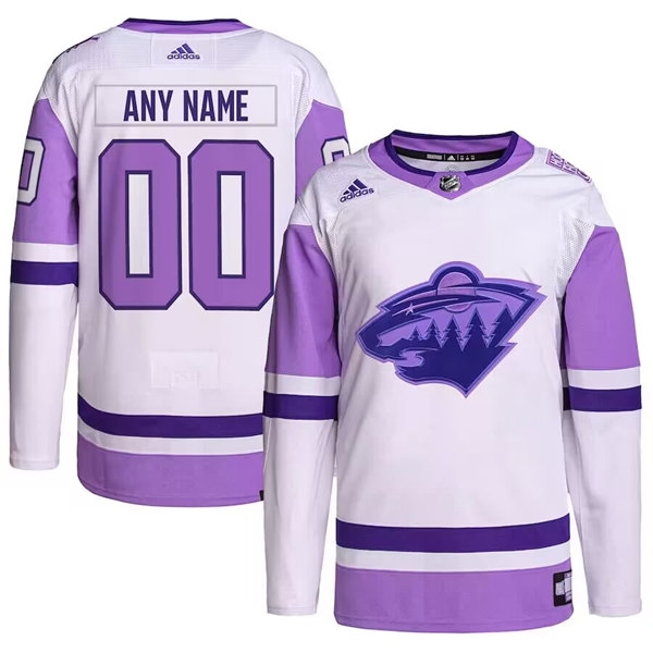 Men's Minnesota Wild Custom White/Purple Stitched Jersey